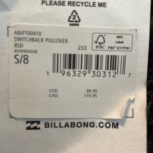 Billabong Switchback Mock Neck Fleece Pullover Sweatshirt Jacket Black Brown Tri - Picture 7 of 16